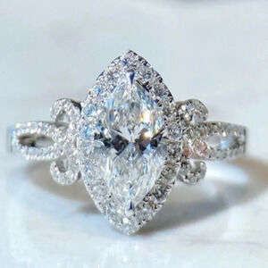 💎Beautiful Marquis Noble Women Pure Zircon Silver DaintyFashion Ring,UNVN12334